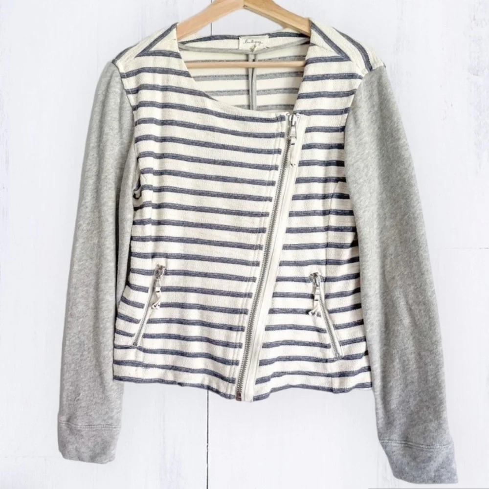 Lou & Grey cotton moto jacket asymmetrical zip  size small - Picture 2 of 9